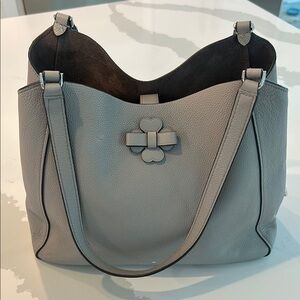 Gray Leather Tote Bag